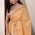 Women's orange linen silk woven saree with unstitched silk blouse piece