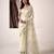 Women's cream linen silk woven saree with unstitched silk blouse piece