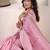 Women's pink linen silk woven saree with unstitched silk blouse piece