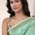 Women's turquoise linen silk woven saree with unstitched silk blouse piece