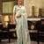 Women's mint satin banarasi silk saree with unstitched silk blouse piece
