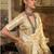 Women's yellow satin banarasi silk saree with unstitched silk blouse piece