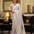 Women's lavender satin banarasi silk saree with unstitched silk blouse piece