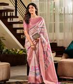Women's onion handloom silk saree with unstitched silk blouse piece