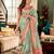 Women's sea green handloom silk saree with unstitched silk blouse piece