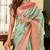 Women's sea green handloom silk saree with unstitched silk blouse piece