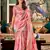 Women's pink handloom silk blend saree with unstitched silk blend blouse piece