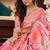 Women's pink handloom silk saree with unstitched silk blouse piece