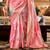 Women's pink handloom silk saree with unstitched silk blouse piece