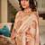 Women's beige handloom silk saree with unstitched silk blouse piece