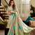 Women's mint handloom silk saree with unstitched silk blouse piece
