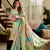 Women's mint handloom silk blend saree with unstitched silk blend blouse piece