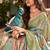 Women's mint handloom silk saree with unstitched silk blouse piece