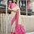 Women's beige soft silk bandhani saree with unstitched silk blouse piece
