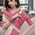 Women's beige soft silk bandhani saree with unstitched silk blouse piece