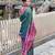Women's dark green soft silk bandhani saree with unstitched silk blouse piece
