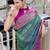 Women's dark green soft silk bandhani saree with unstitched silk blouse piece