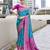 Women's teal soft silk bandhani saree with unstitched silk blouse piece