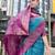 Women's teal soft silk bandhani saree with unstitched silk blouse piece