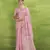 Women's pink linen silk blend bandhani woven saree with unstitched silk blend blouse piece