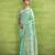 Women's turquoise linen silk woven saree with unstitched silk blouse piece