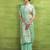 Women's turquoise linen silk woven saree with unstitched silk blouse piece