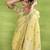 Women's yellow linen silk woven saree with unstitched silk blouse piece