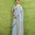 Women's blue linen silk blend woven saree with unstitched silk blend blouse piece