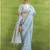 Women's blue linen silk woven saree with unstitched silk blouse piece