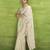 Women's cream linen silk woven saree with unstitched silk blouse piece