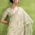 Women's cream linen silk woven saree with unstitched silk blouse piece