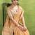 Women's orange linen silk woven saree with unstitched silk blouse piece