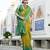 neon soft ikat printed silk blend saree with unstitched blouse piece