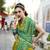 neon soft ikat printed silk blend saree with unstitched blouse piece