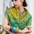 neon soft ikat printed silk blend saree with unstitched blouse piece