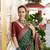 dark green soft ikat printed silk blend saree with unstitched blouse piece