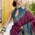 wine soft ikat printed silk blend saree with unstitched blouse piece
