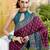 wine soft ikat printed silk blend saree with unstitched blouse piece