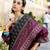 black soft ikat printed silk blend saree with unstitched blouse piece