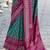 teal soft ikat printed silk blend saree with unstitched blouse piece