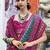 teal soft ikat printed silk blend saree with unstitched blouse piece