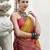 yellow soft ikat printed silk blend saree with unstitched blouse piece