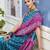 blue soft ikat printed silk blend saree with unstitched blouse piece