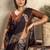Women's black satin crepe printed saree with unstitched silk blouse piece