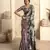 Women's lavender satin crepe printed saree with unstitched silk blend blouse piece