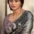 Women's lavender satin crepe printed saree with unstitched silk blouse piece