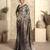 Women's olive satin crepe printed saree with unstitched silk blouse piece