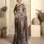 Women's olive satin crepe printed saree with unstitched silk blend blouse piece