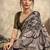 Women's olive satin crepe printed saree with unstitched silk blouse piece