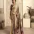 Women's chiku satin crepe printed saree with unstitched silk blend blouse piece
